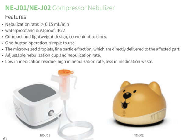 NE-J01/NE-J02 Compressor Nebulizer