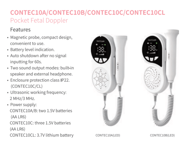 CONTEC10A/CONTEC10B/CONTEC10C/CONTEC10CL Pocket Fetal Doppler