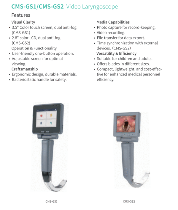 CMS-GS1/CMS-GS2/CMS-RL SERIES Video Laryngoscope